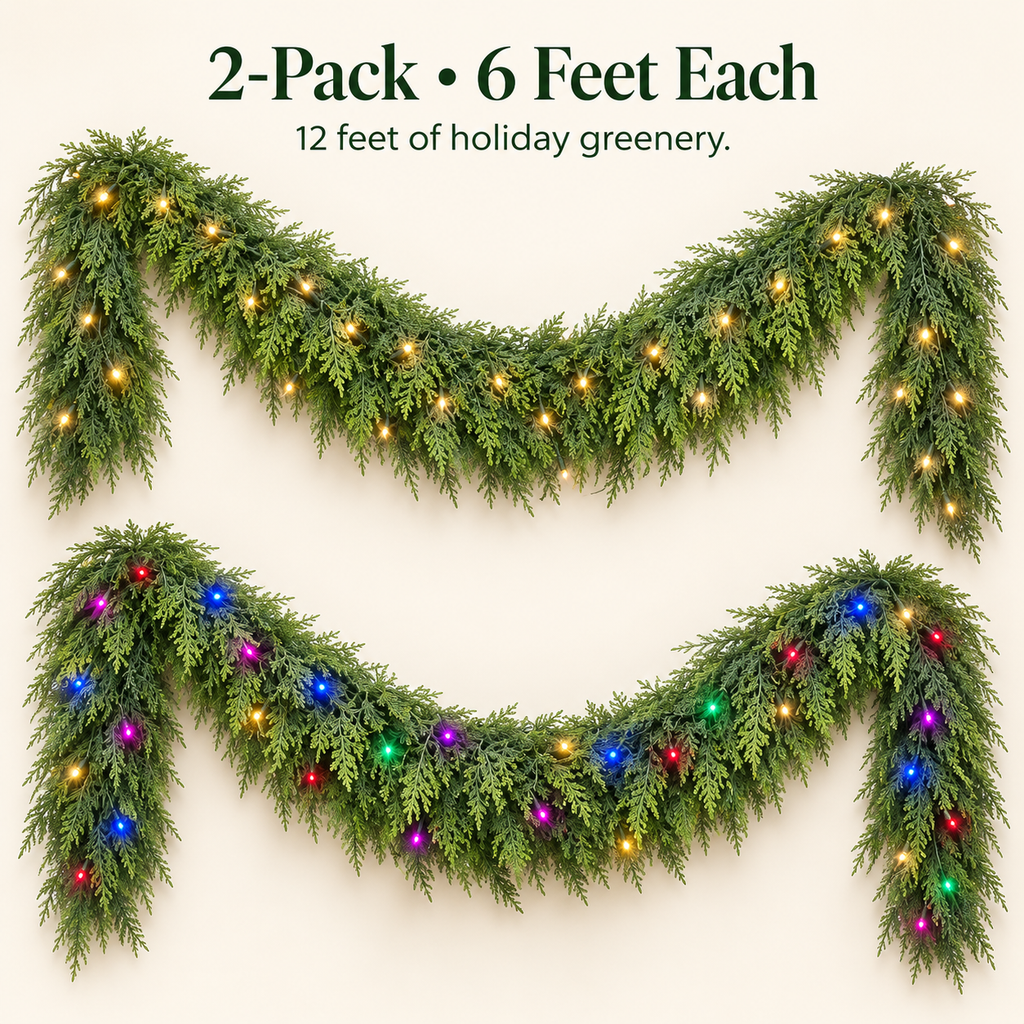 Decor Collective™ 2 pack (6-9)Ft Real Touch Christmas Garland with Lights