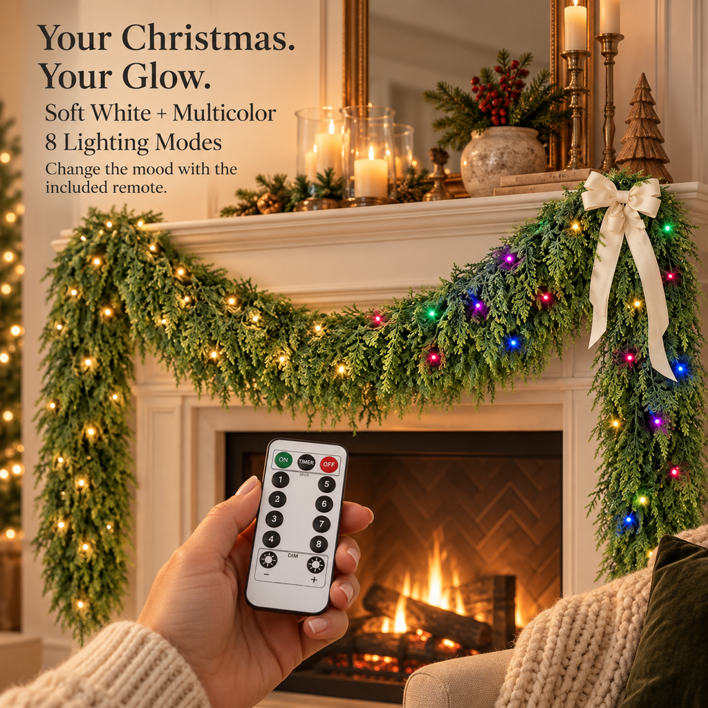 Decor Collective™ 2 pack (6-9)Ft Real Touch Christmas Garland with Lights